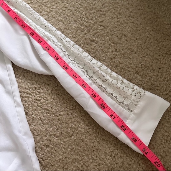 Michael Michael Kors White Button Down Long Sleeve Blouse Large - Picture 7 of 8